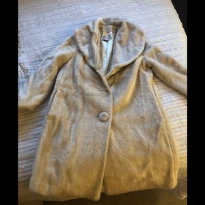 Vintage Beige Faux Fur Coat